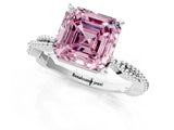 White gold Fancy Pink Asscher  Solitaire Twisted Band with Bead Prong Setting_41