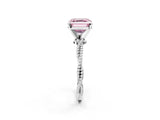 White gold Fancy Pink Asscher  Solitaire Twisted Band with Bead Prong Setting_42