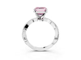 White gold Fancy Pink Asscher  Solitaire Twisted Band with Bead Prong Setting_43