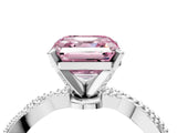 White gold Fancy Pink Asscher  Solitaire Twisted Band with Bead Prong Setting_44