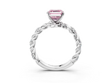 White gold Fancy Pink Asscher  Solitaire Twisted Band with Pavé Accents and Four-Prong Setting_45