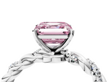 White gold Fancy Pink Asscher  Solitaire Twisted Band with Pavé Accents and Four-Prong Setting_46