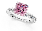 White gold Fancy Pink Asscher  Solitaire Twisted Band with Pavé Accents and Four-Prong Setting_47