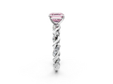White gold Fancy Pink Asscher  Solitaire Twisted Band with Pavé Accents and Four-Prong Setting_55