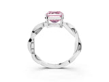 White gold Fancy Pink Asscher  Solitaire Twisted Pave Diamond Ring with Four-Prong Setting_15