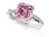 White gold Fancy Pink Asscher  Solitaire Twisted Pave Diamond Ring with Four-Prong Setting_171