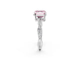 White gold Fancy Pink Asscher  Solitaire Twisted Pave Diamond Ring with Four-Prong Setting_172