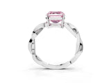 White gold Fancy Pink Asscher  Solitaire Twisted Pave Diamond Ring with Four-Prong Setting_174