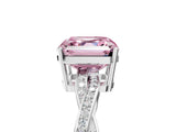 White gold Fancy Pink Asscher  Solitaire Twisted Pave Diamond Ring with Four-Prong Setting_176