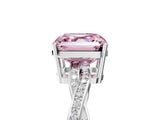 White gold Fancy Pink Asscher  Solitaire Twisted Pave Diamond Ring with Four-Prong Setting_17