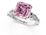 White gold Fancy Pink Asscher  Solitaire Vine Band with Milgrain Prong Setting_4