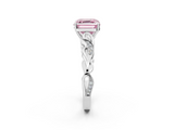 White gold Fancy Pink Asscher  Solitaire Vine Band with Milgrain Prong Setting_5