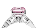 White gold Fancy Pink Asscher  Solitaire Vine Band with Milgrain Prong Setting_7