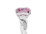 White gold Fancy Pink Asscher  Solitaire Vine Band with Milgrain Prong Setting_8