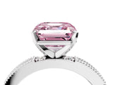 White gold Fancy Pink Asscher  Solitaire with Pavé Band and Four-Prong Setting_55
