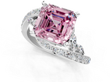 White gold Fancy Pink Asscher  Solitaire with Pavé Twist Band and Four-Prong Setting_1