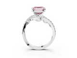 White gold Fancy Pink Asscher  Solitaire with Pavé Twist Band and Four-Prong Setting_3
