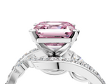 White gold Fancy Pink Asscher  Solitaire with Pavé Twist Band and Four-Prong Setting_4