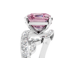 White gold Fancy Pink Asscher  Solitaire with Pavé Twist Band and Four-Prong Setting_5