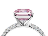 White gold Fancy Pink Asscher  Solitaire with Pave Band and Four-Prong Setting_24
