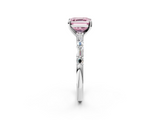White gold Fancy Pink Asscher  Solitaire with Side Baguettes and Channel Set Band_2