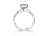 White gold Fancy Pink Asscher  Solitaire with Side Baguettes and Channel Set Band_3