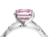 White gold Fancy Pink Asscher  Solitaire with Side Baguettes and Channel Set Band_4