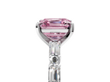 White gold Fancy Pink Asscher  Solitaire with Side Baguettes and Channel Set Band_5