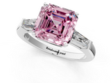 White gold Fancy Pink Asscher  Solitaire with Tapered Baguette Side Stones on a Classic Band with Four-Prong Setting_1