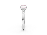 White gold Fancy Pink Asscher  Solitaire with Tapered Baguette Side Stones on a Classic Band with Four-Prong Setting_2