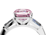 White gold Fancy Pink Asscher  Solitaire with Tapered Baguette Side Stones on a Classic Band with Four-Prong Setting_4