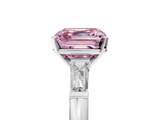 White gold Fancy Pink Asscher  Solitaire with Tapered Baguette Side Stones on a Classic Band with Four-Prong Setting_5