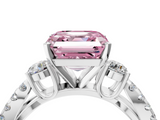 White gold Fancy Pink Asscher  Three-Stone Diamond Ring with Pavé Split Shank and Four-Prong Setting_20