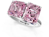 White gold Fancy Pink Asscher  and Emerald Cut Toi Moi Ring with Prong Setting_65