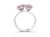 White gold Fancy Pink Asscher  and Emerald Cut Toi Moi Ring with Prong Setting_68