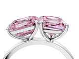 White gold Fancy Pink Asscher  and Emerald Cut Toi Moi Ring with Prong Setting_68