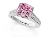 White gold Fancy Pink Cushion  Brilliant Cut Diamond Engagement Ring with Pavé Band and Four-Prong Setting_50