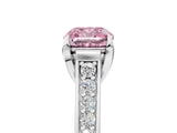 White gold Fancy Pink Cushion  Brilliant Cut Diamond Engagement Ring with Pavé Band and Four-Prong Setting_53