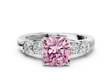 White gold Fancy Pink Cushion  Brilliant Cut Diamond Five-Stone Prong Set Engagement Ring with Channel Band_3