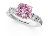 White gold Fancy Pink Cushion  Brilliant Cut Diamond Five-Stone Prong Set Engagement Ring with Channel Band_4