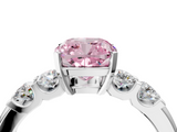 White gold Fancy Pink Cushion  Brilliant Cut Diamond Five-Stone Prong Set Engagement Ring with Channel Band_7
