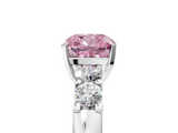 White gold Fancy Pink Cushion  Brilliant Cut Diamond Five-Stone Prong Set Engagement Ring with Channel Band_8