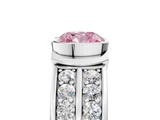 White gold Fancy Pink Cushion  Brilliant Diamond Channel Set Wide Band Ring with Bezel Setting_24