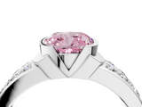 White gold Fancy Pink Cushion  Brilliant Diamond Channel Set Wide Band Ring with Bezel Setting_24