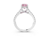 White gold Fancy Pink Cushion  Brilliant Diamond Solitaire with Pavé Band and Four-Prong Setting 5