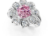 White gold Fancy Pink Cushion  Brilliant Flower Halo Diamond Split Shank Ring_27