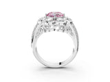 White gold Fancy Pink Cushion  Brilliant Flower Halo Diamond Split Shank Ring_29