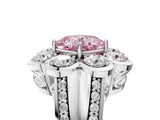 White gold Fancy Pink Cushion  Brilliant Flower Halo Diamond Split Shank Ring_31