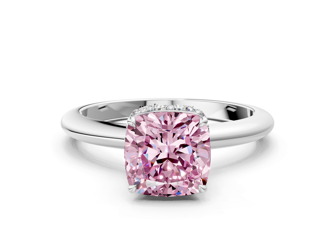 White gold Fancy Pink Cushion  Brilliant Solitaire Engagement Ring with Six-Prong Setting and Classic Band_20