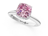 White gold Fancy Pink Cushion  Brilliant Solitaire Engagement Ring with Six-Prong Setting and Classic Band_21
